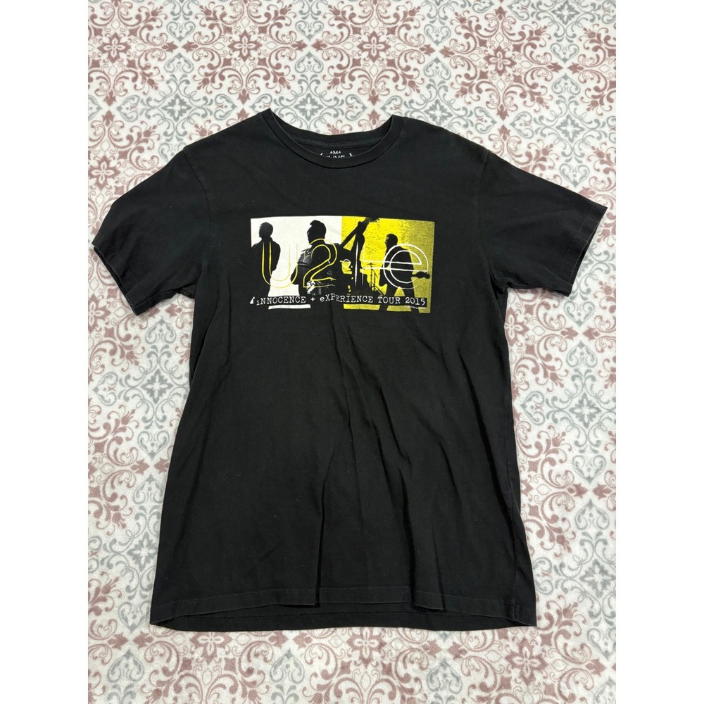 U2 Innocence + Experience Tour 2015 T-Shirt Black Cotton Mens Medium Concert Tee